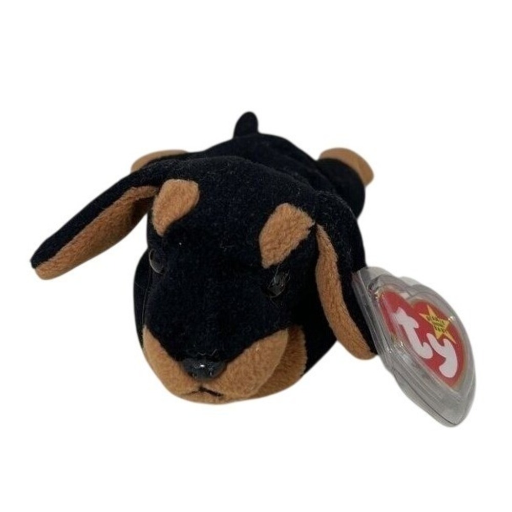 Ty Beanie Baby Doby Dog Kids Black Tan Plush Vintage Doberman Pinscher Toy